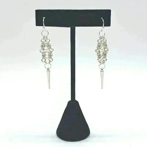 Handcrafted Silver Chainmaille Earrings - Picture 1 of 1